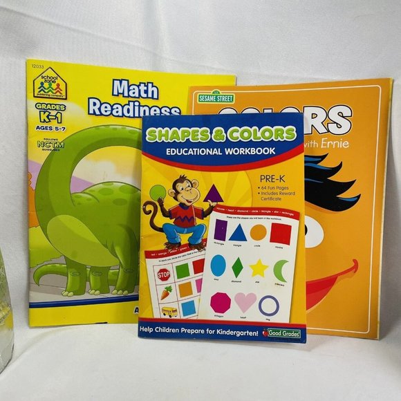 Pre-1st Grade Learning Books Shapes Colors Math Children Eduction Ready - Picture 1 of 10
